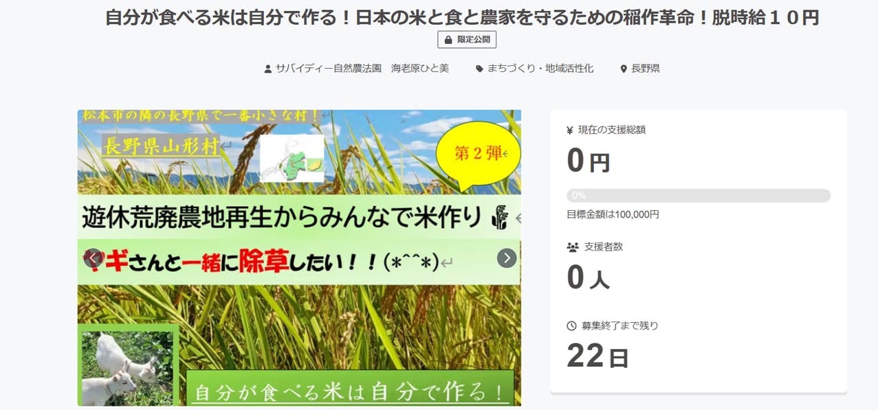 遊休荒廃農地再生からみんなで米作り。第2弾開始！ - CAMPFIRE