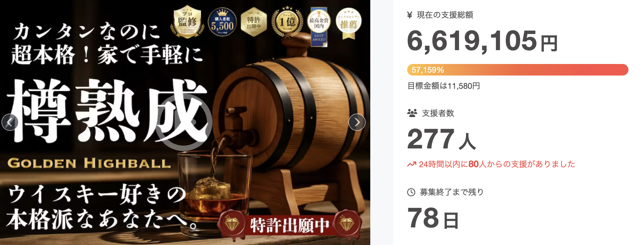 最終値引き！！【未使用】ゴールデンハイボール 熟成ボトル クラファン 