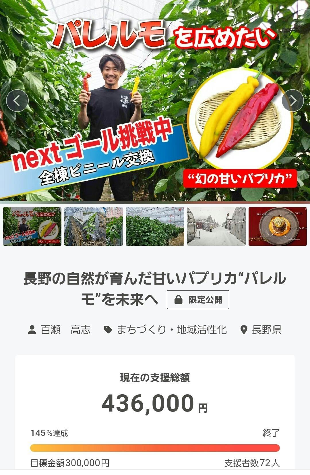 長野の自然が育んだ甘いパプリカ“パレルモ”を未来へ - CAMPFIRE