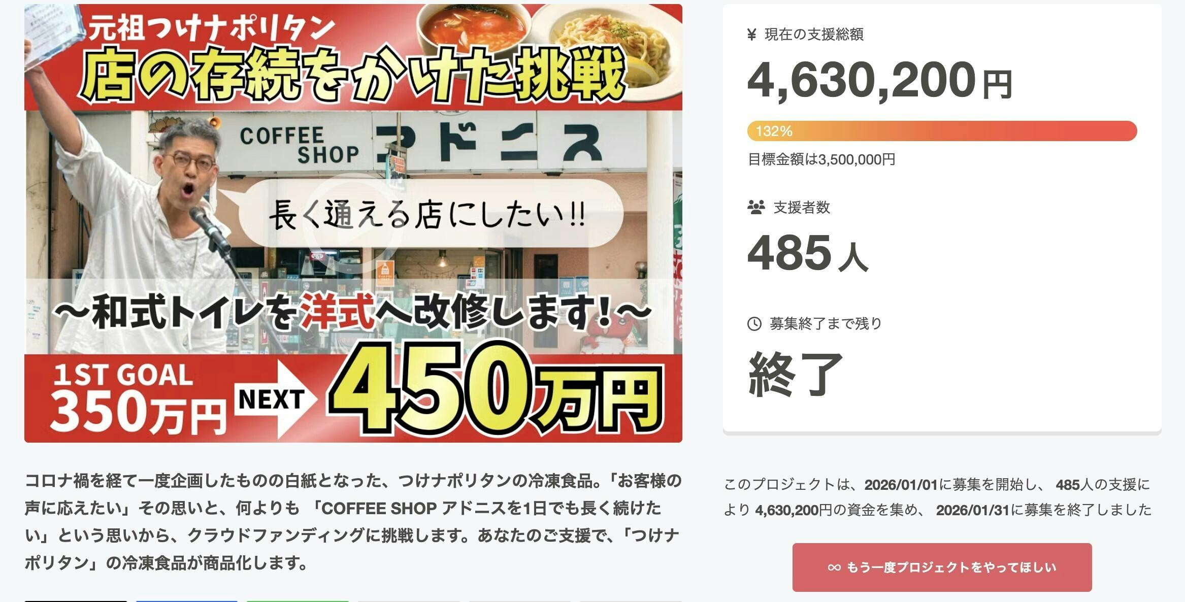 Next Goal達成！本当にありがとうございました！ - CAMPFIRE (キャンプ