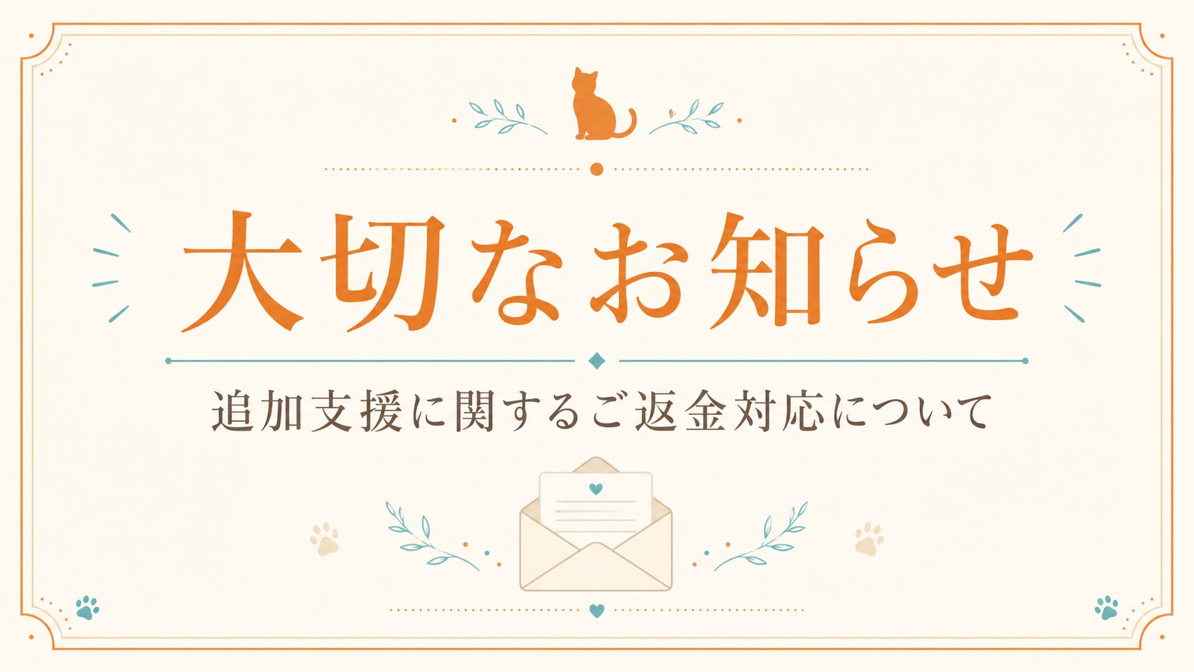 絶賛捨て活中ページ② 大切なお知らせ】追加支援をされた皆さまへのご返金対応について