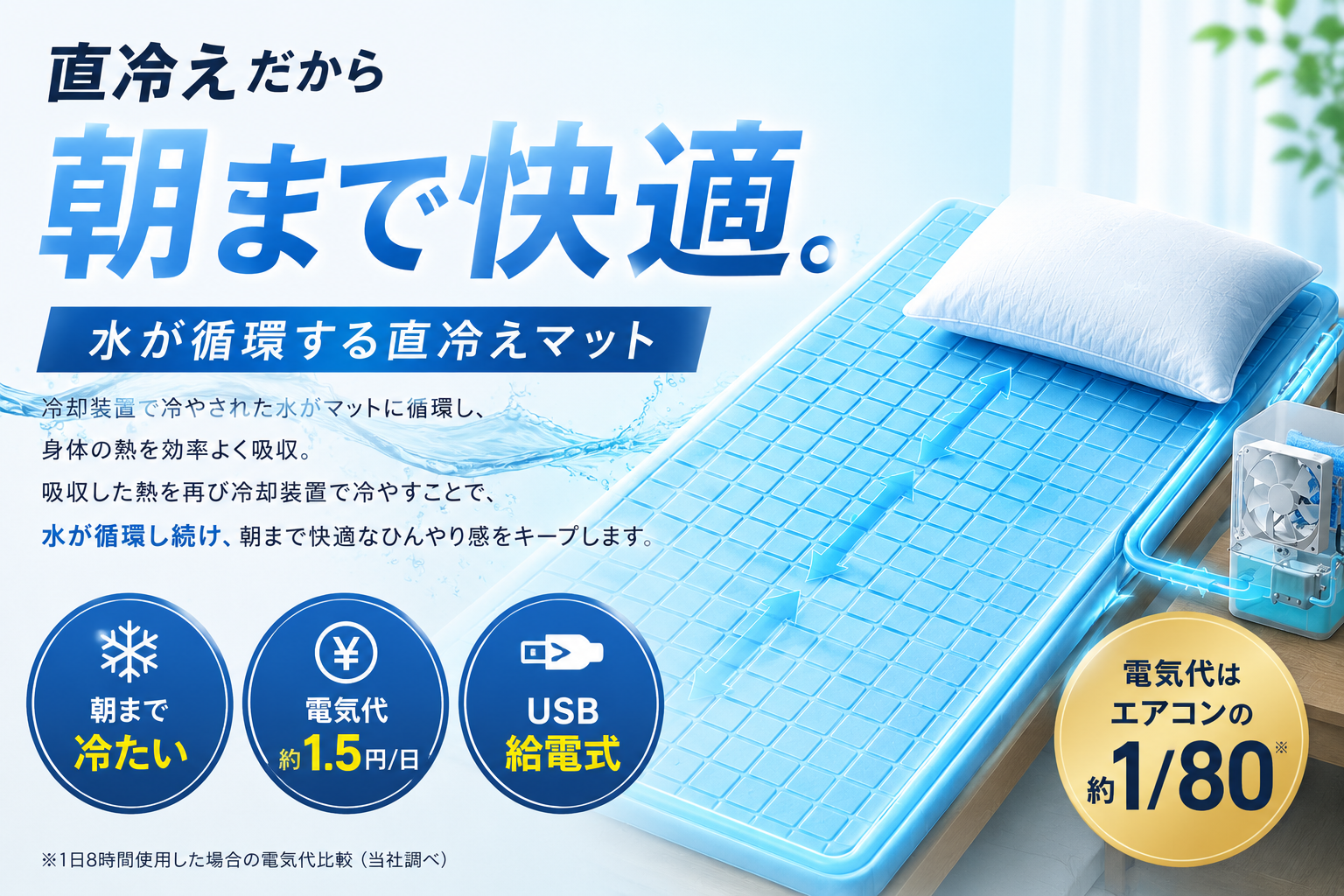 水冷式クールマット 送風ファン搭載 水循環冷却 USB電源対応 3段階温度調整 ひんやり感が直接伝わる水冷式 - CAMPFIRE (キャンプファイヤー)