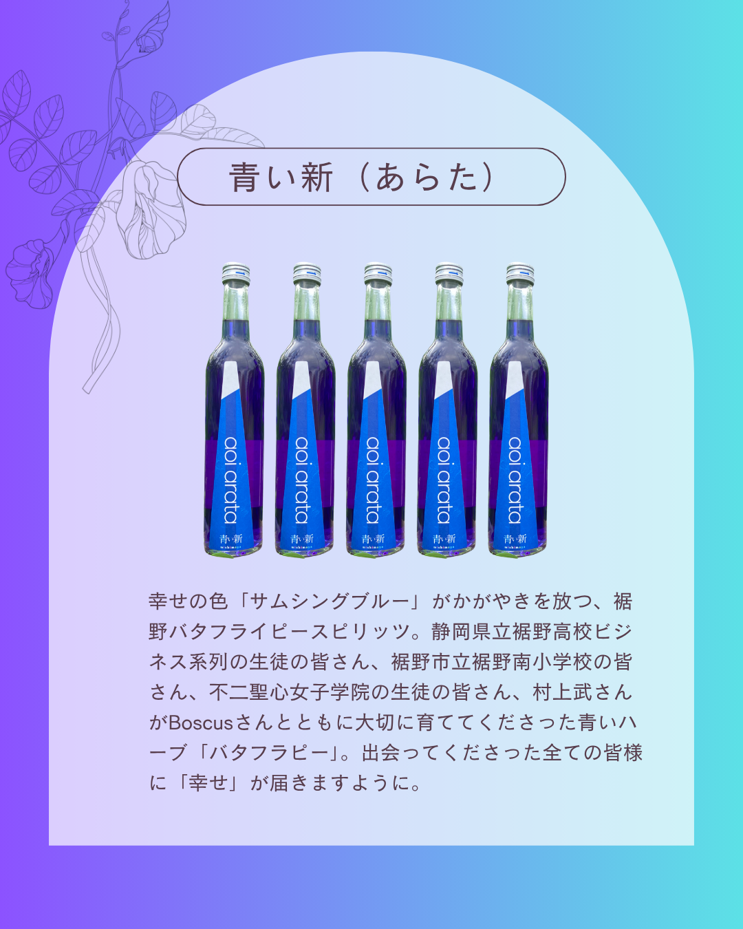 リターン品のご紹介「青い新（あらた）」｜裾野産バタフライピーで
