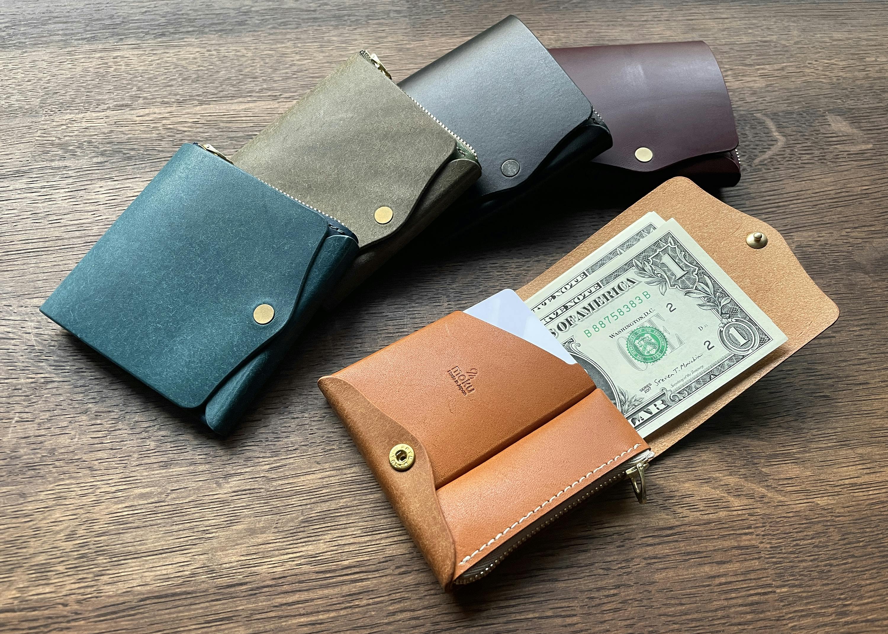 moku 小さく薄い財布 Saku ver.3 コードバン ブルー