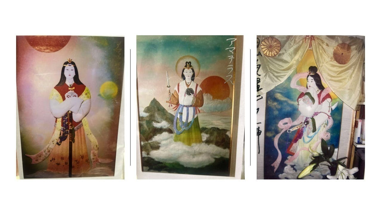 昔は有名な荒川夏子 古典絵 古代壁画女人像 1982年貼り絵細工