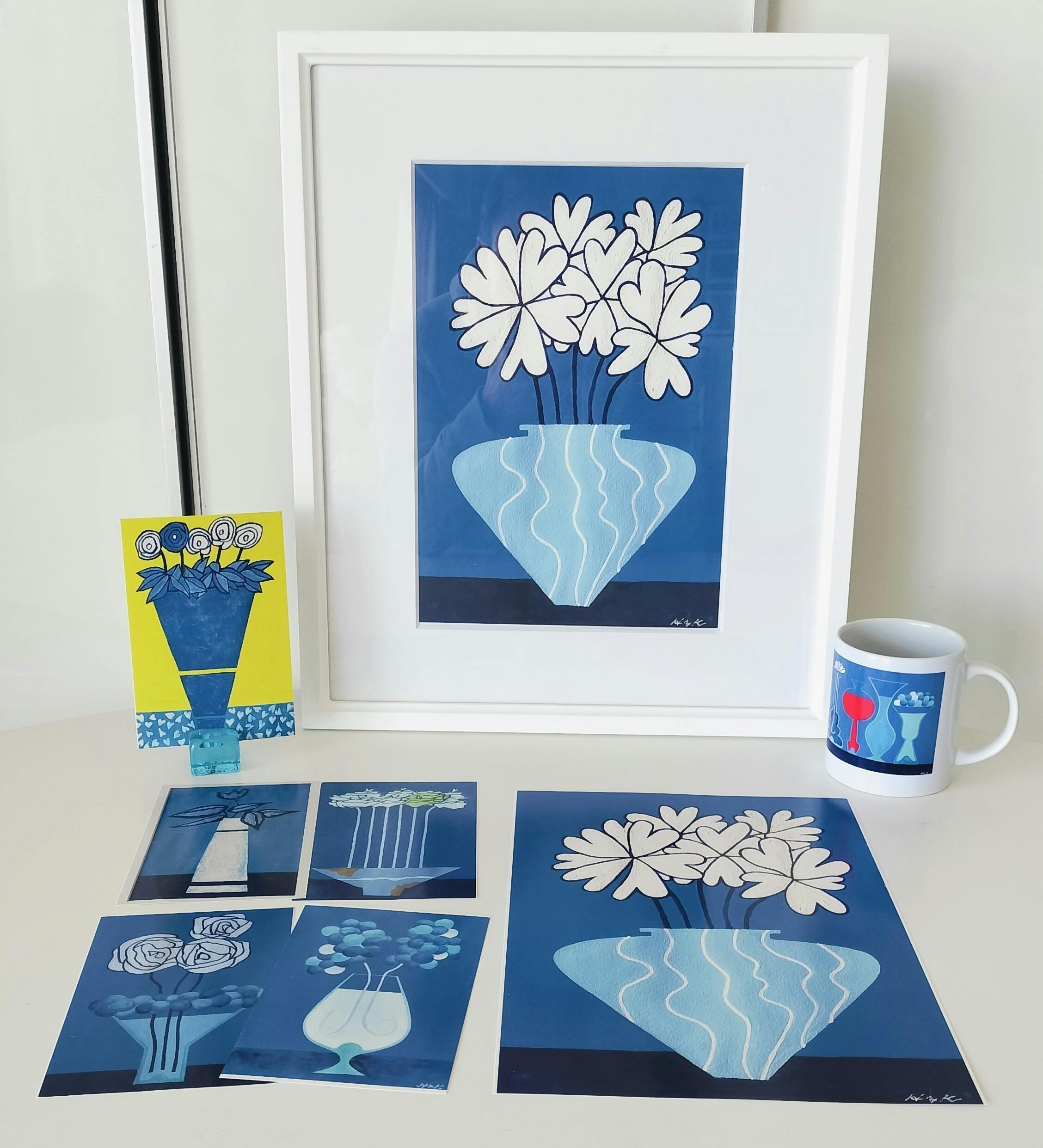 70歳からの挑戦！自然の美しい色 青と白の織りなす新しいア−トの個展