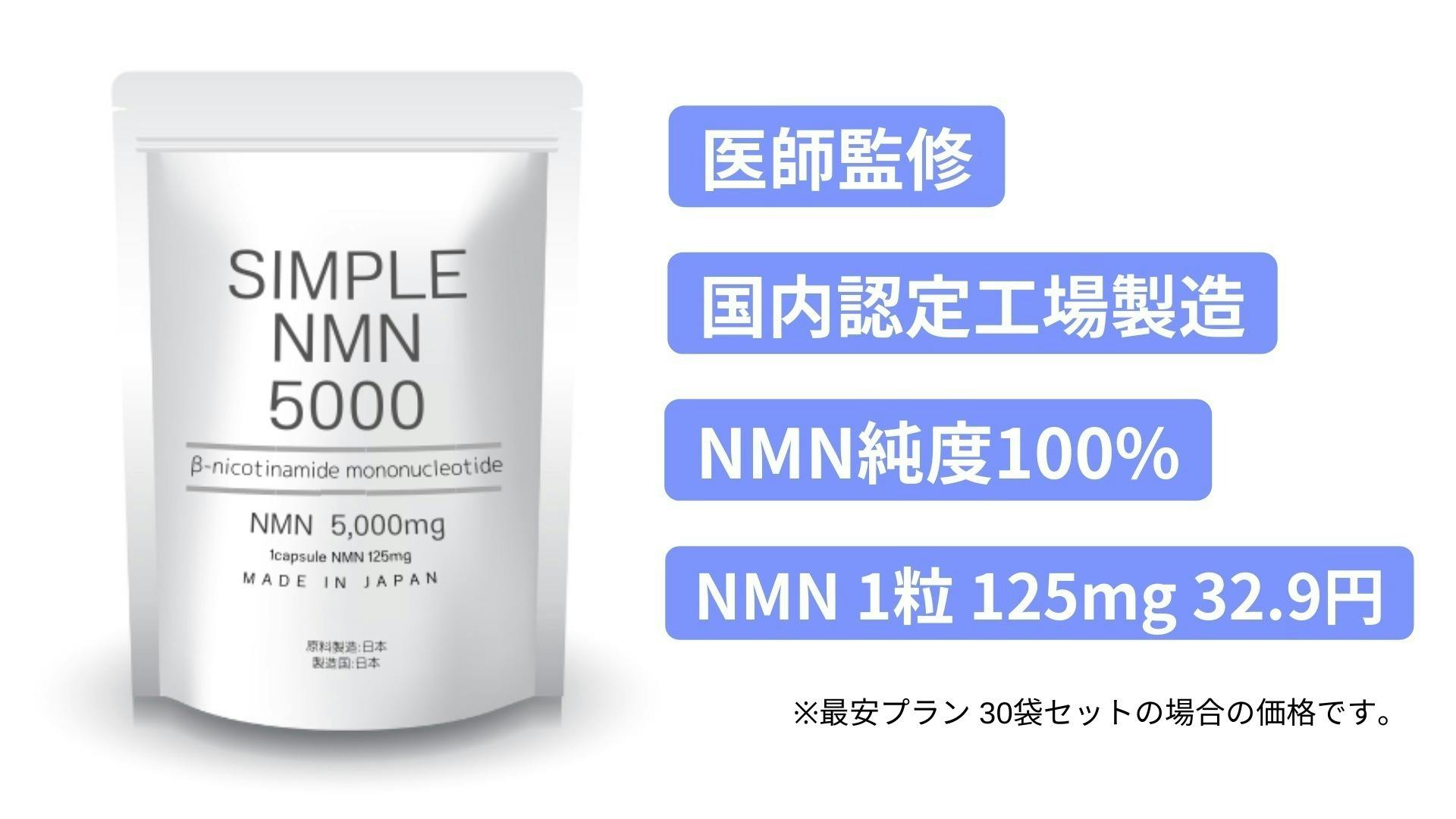 医師監修 純度100%NMNサプリメント!有効成分はNMNのみ 最高の品質