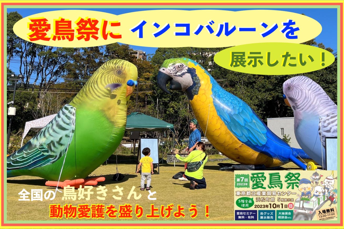 巨大なインコバルーンを『愛鳥祭』に展示して、動物愛護を盛り上げて伝えよう！　CAMPFIRE　(キャンプファイヤー)