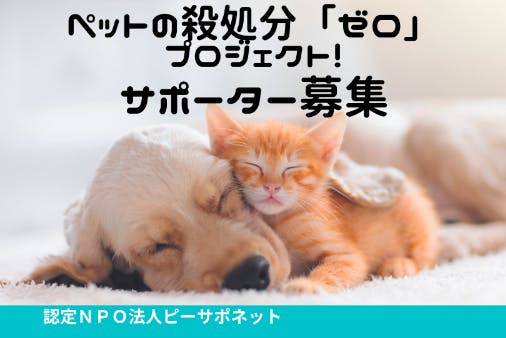 日本初！ペットの殺処分とペットロスをゼロにする仕組みを広めるサポーター募集！