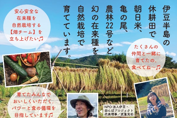 朝日米など在来種のお米を自然栽培するNPO法人が情熱の【畑チーム】を