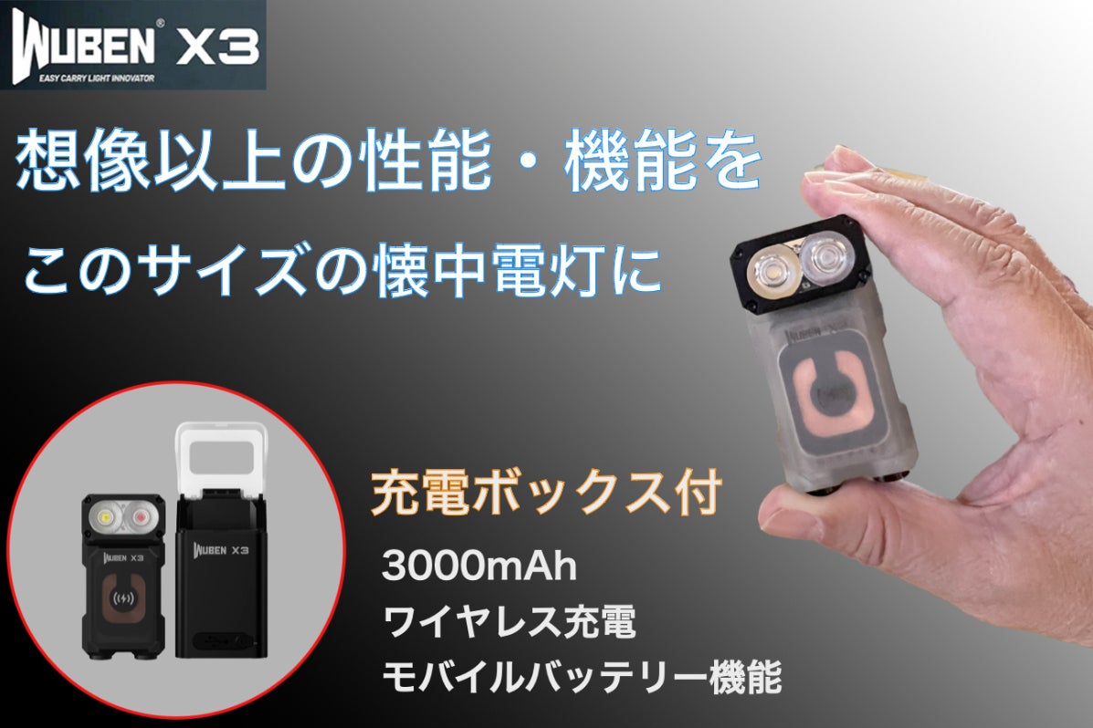 充電ボックス付ミニLED懐中電灯【WUBEN X3】徹底的高性能＆高機能