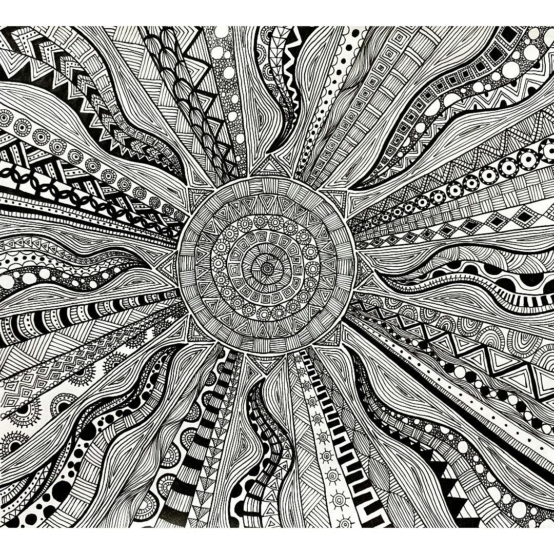 ボールペン画 原画3枚セット ゼンタングル ボールペン画 原画3枚セット