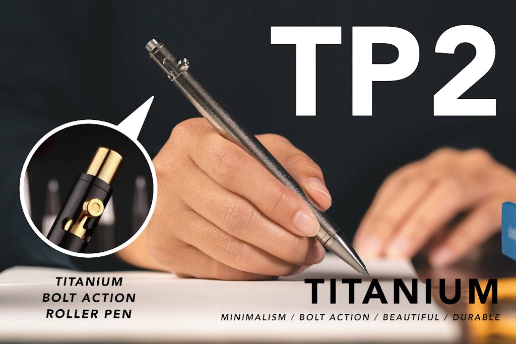ボルトアクションを楽しめる高級チタン製ボールペン「TP2」