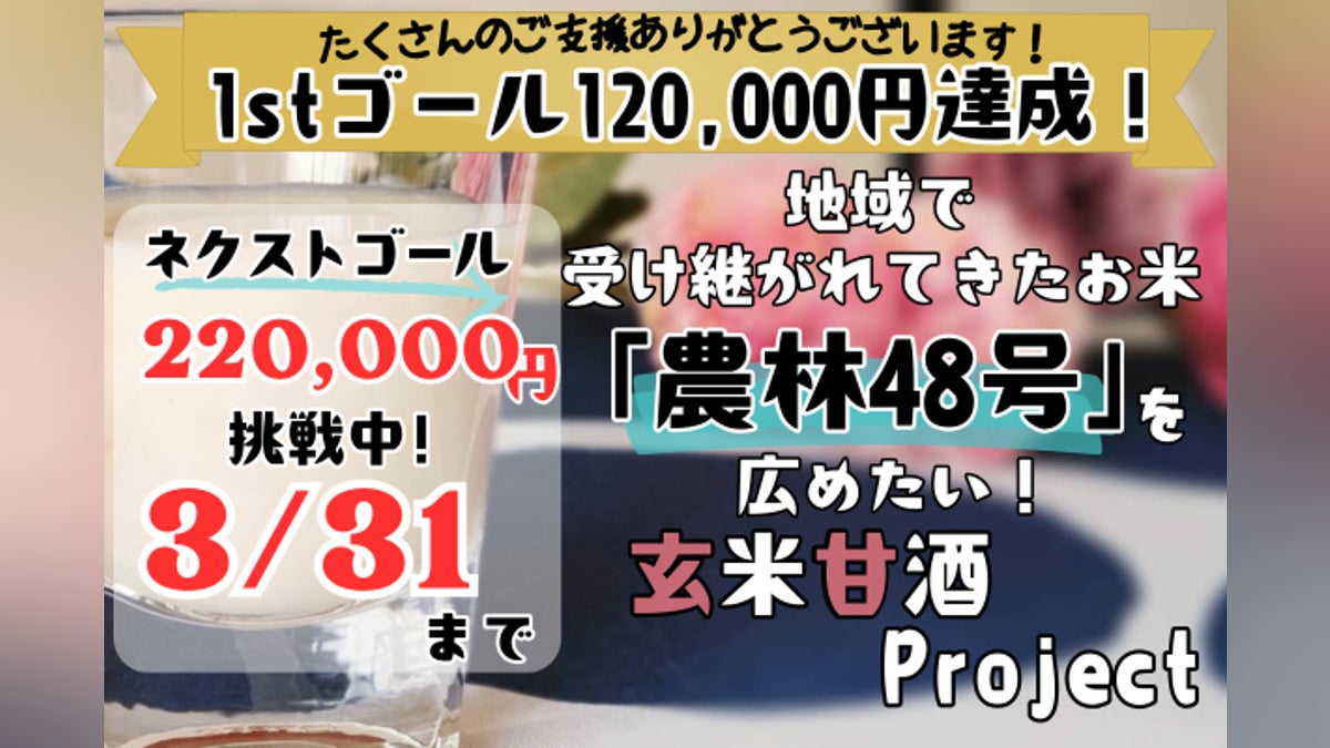 地域で受け継がれてきたお米「農林48号」を広めたい!!玄米甘酒project 地域で受け継がれてきたお米「農林48号」を広めたい!!玄米甘酒project