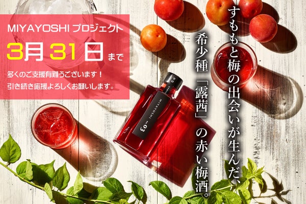和歌山県の希少種”露茜”100％の本格梅酒「MIYAYOSHI」誕生