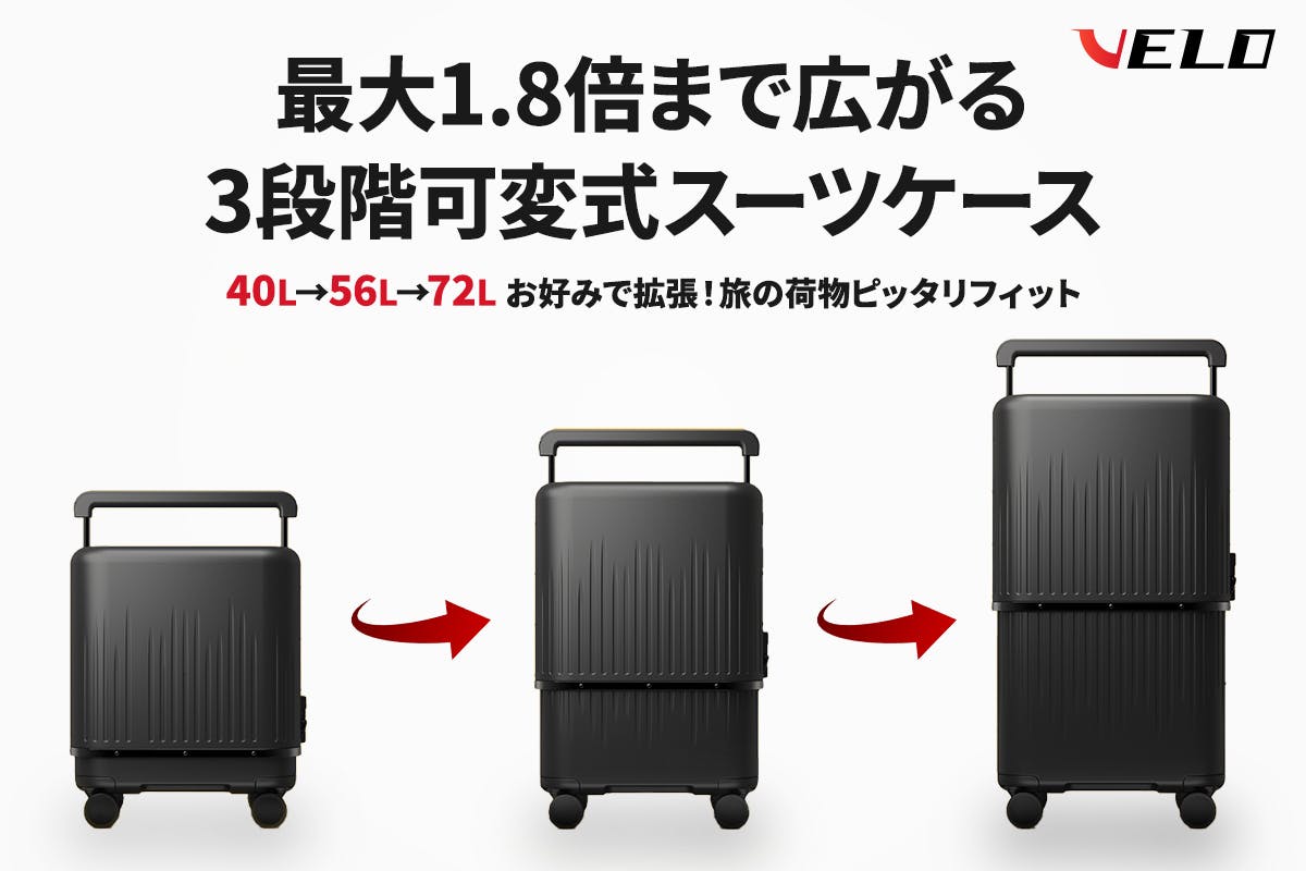 機内持ち込みOK！旅行の荷物が増えても安心な3段階サイズ調節スーツ 