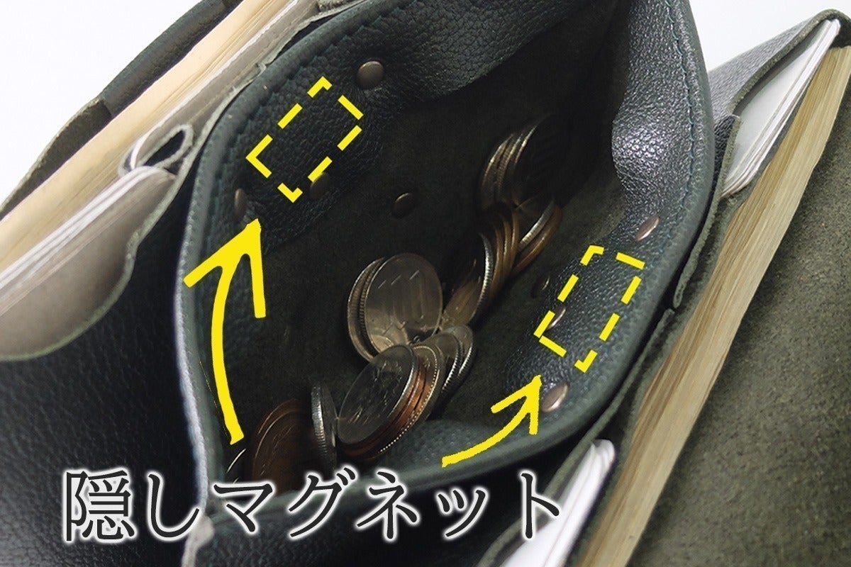 手のひらに紙幣60枚、カード33枚、小銭25枚を収納！日本製の小型長財布 