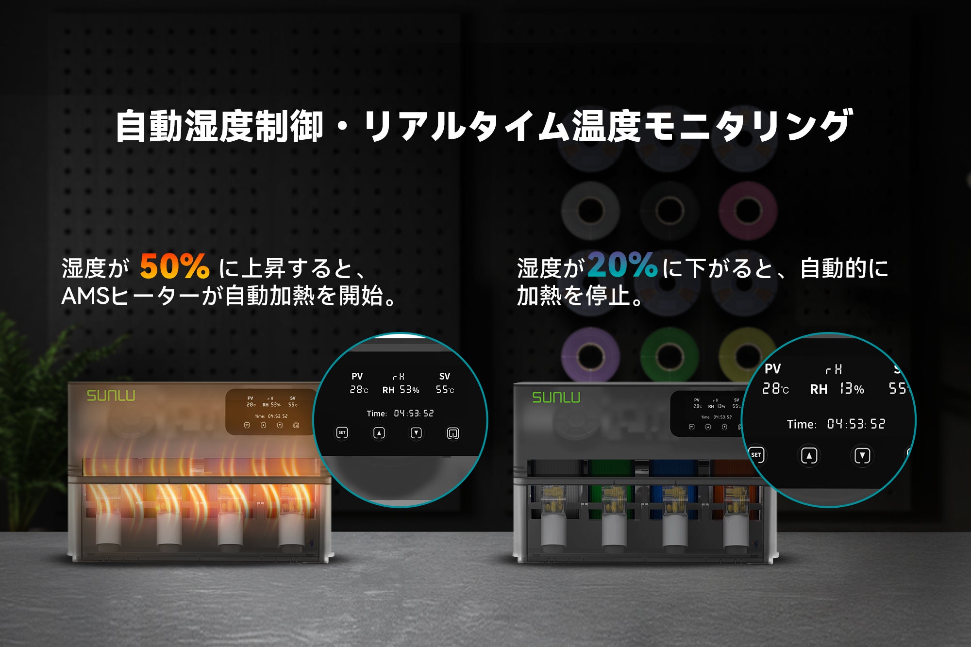 AMSがフィラメントドライヤーに！手間要らずで乾燥！「SUNLU