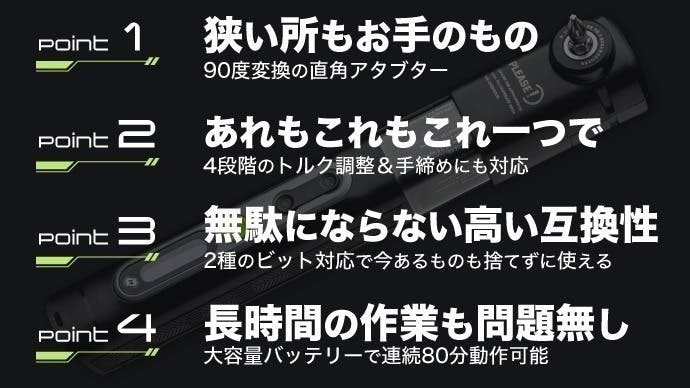 超小型×直角アダプター!狭所に届く電動ドライバーセット 超小型×直角アダプター!狭所に届く電動ドライバーセット