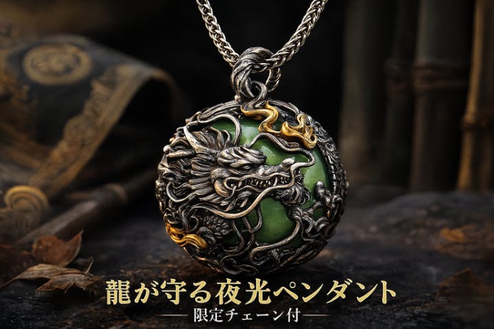 龍好き必見。彫刻レベルの立体造形＆夜光石の迫力ペンダント！龍の守護