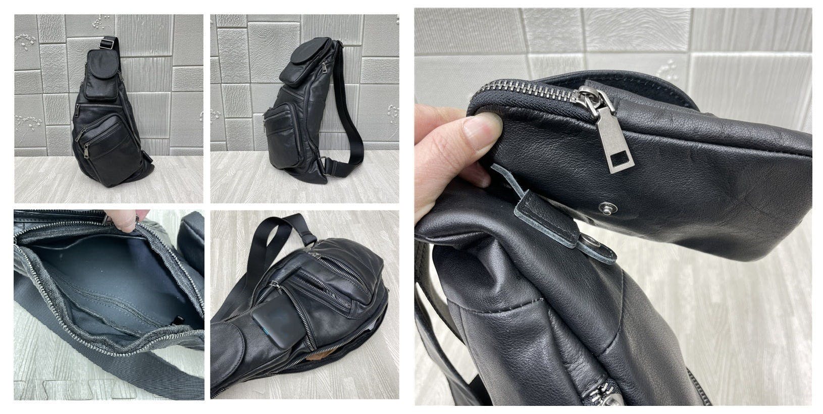 本革スリングバッグ｜小物ポケット着脱OK！2WAY＆軽量＆牛革多機能