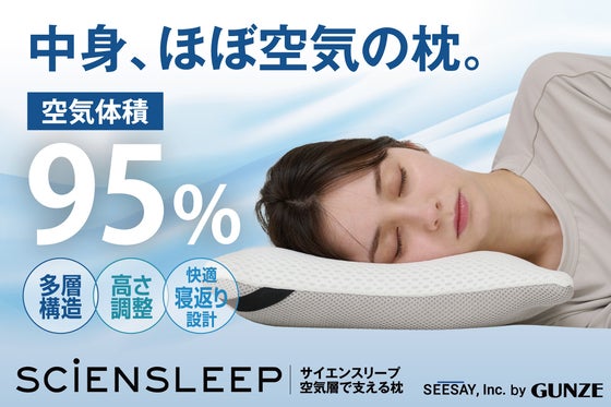 “空気体積95%”の心地よさ。多層&高さ調節&寝返りサポート 空気層で支える枕