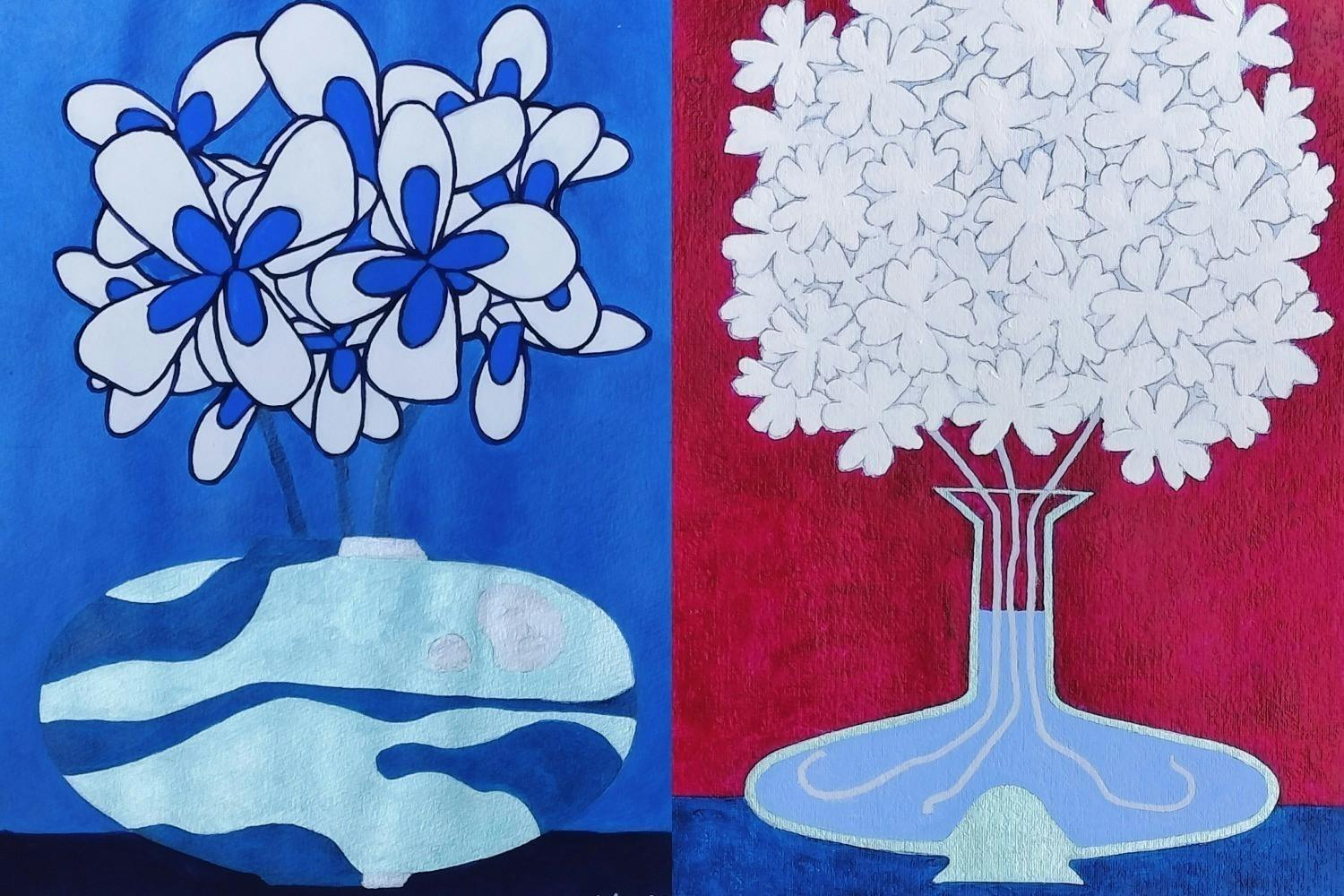 70歳からの挑戦！自然の美しい色 青と白の織りなす新しいア−トの個展