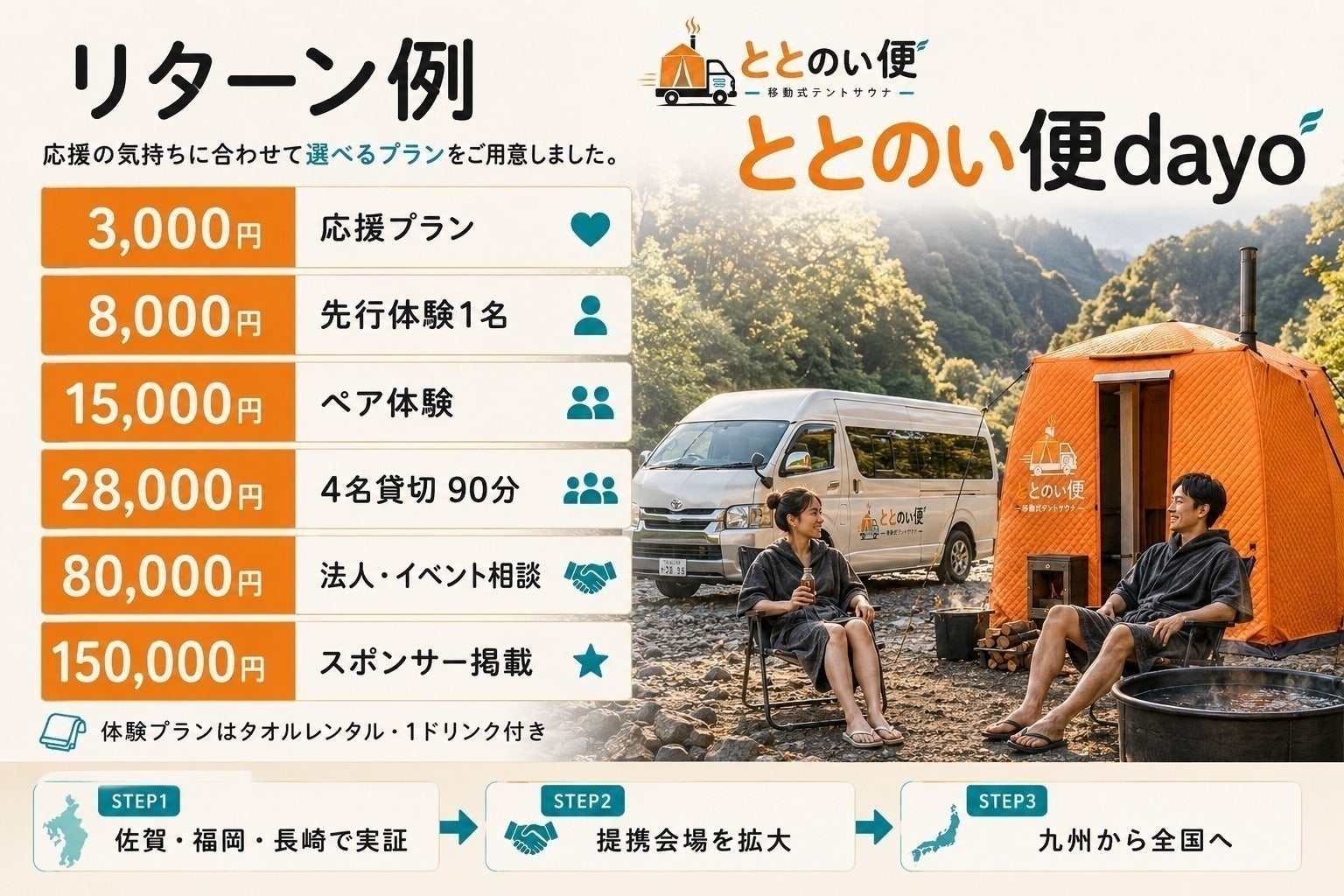 佐賀・福岡・長崎から始める、手ぶらで楽しめる移動式テントサウナを