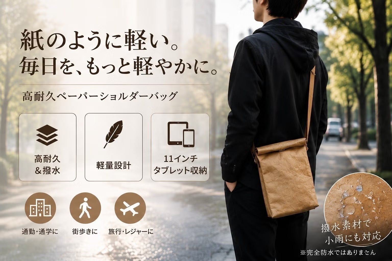 紙のように軽い。撥水高耐久ペーパー素材ショルダーバッグ - CAMPFIRE