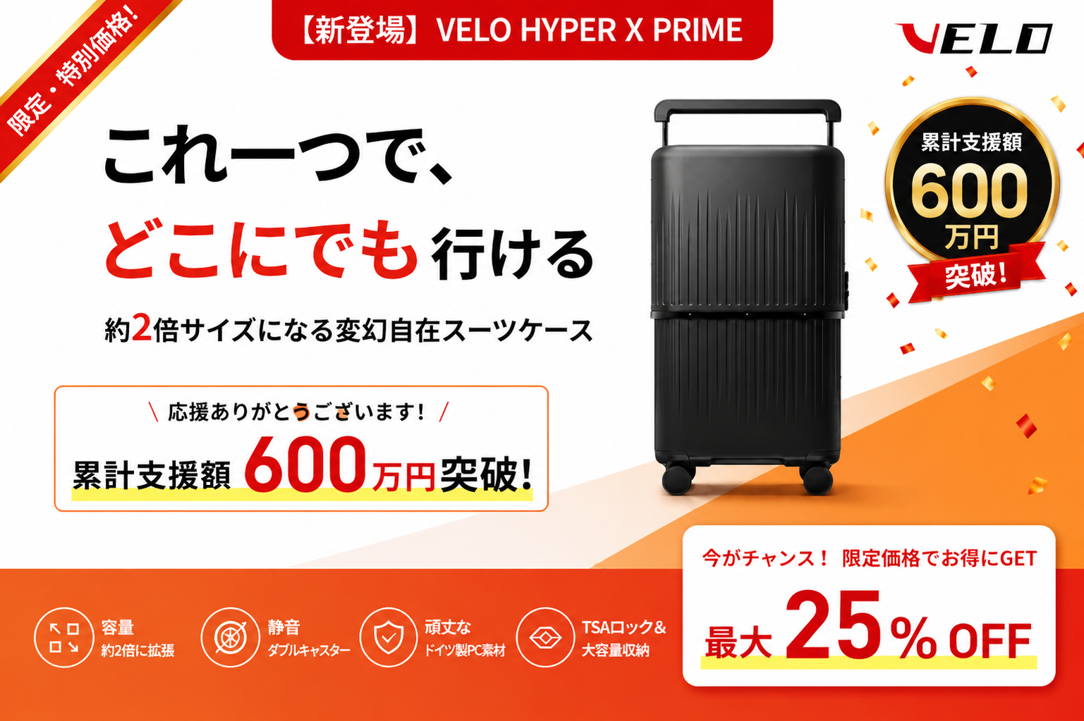100個限定・即納】待望の「VELO」第3世代がCAMPFIREで公開！シルバー