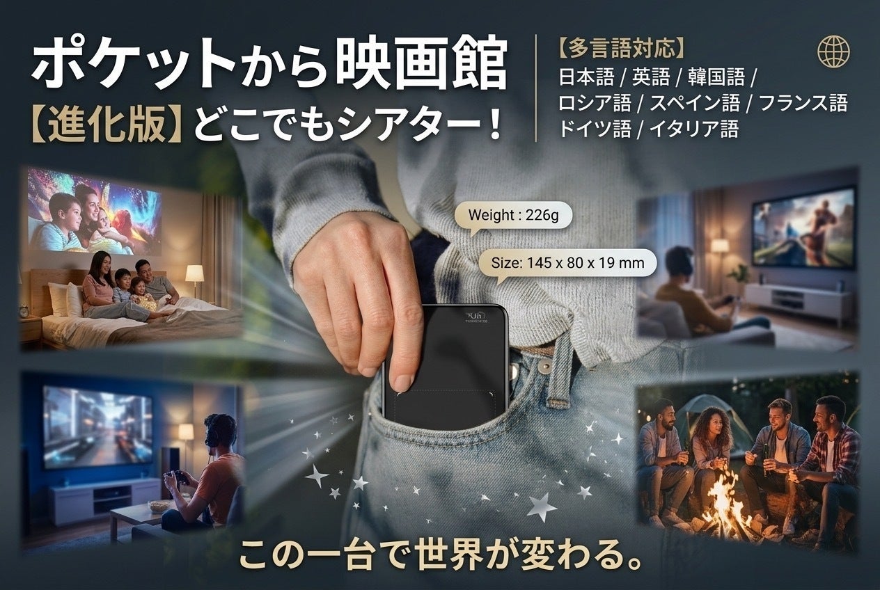 再挑戦】手のひらサイズの映画館。226gの軽量プロジェクターで日常を 再挑戦】手のひらサイズの映画館。226gの軽量プロジェクターで日常を