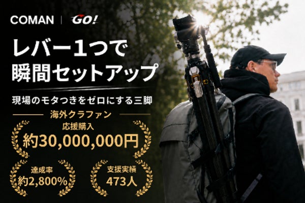 海外3000万円調達!「脚も水平も一瞬」超軽量&爆速展開のカーボン三脚COMAN