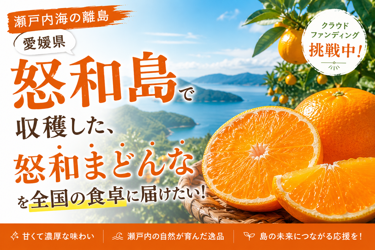 瀬戸内海の離島『愛媛県怒和島』で収穫した、怒和まどんなを全国の食卓