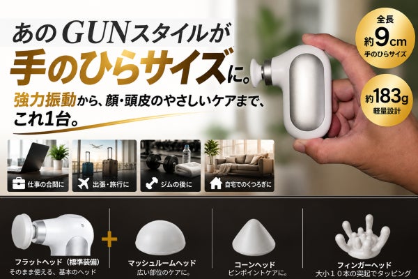 コンパクトで機能充実。フェイス&スカルプケアまで対応のミニ ボディケアガン登場!