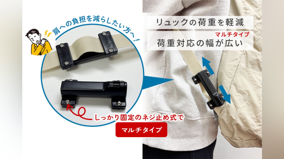肩への衝撃を緩和するリュックのサスペンション 耐荷重を広くしたマルチタイプ