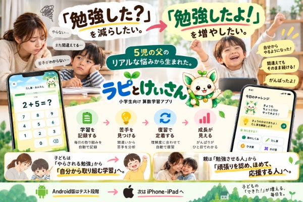 「勉強した?」を減らしたい。5児の父がつくる、子どもの苦手を見逃さない算数アプリ