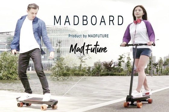 ３つのタイプに変形する電動スケートボード「MADBOARD」の支援