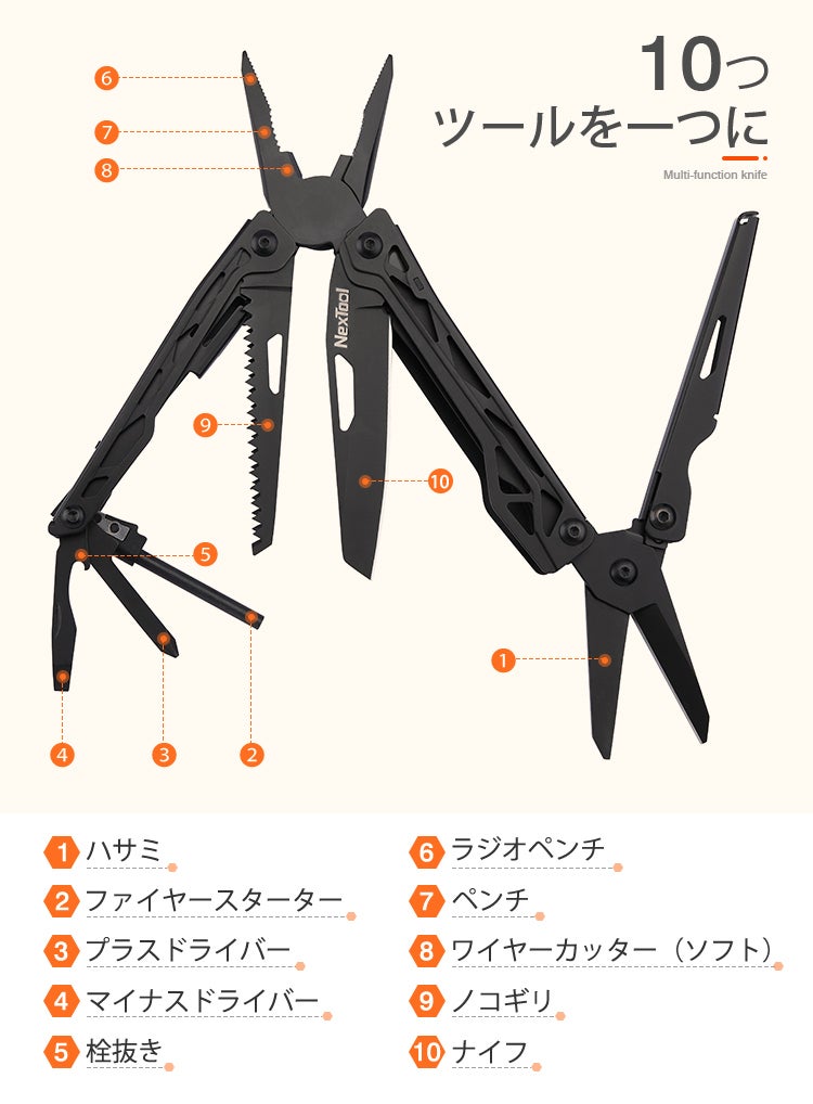10種類のツールが合体！火起こしまでできる究極のマルチツール