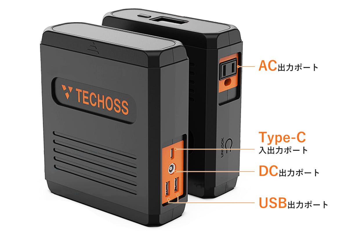 着脱式バッテリー搭載！容量無限の、超小型ポータブル電源 TECHOSS ...