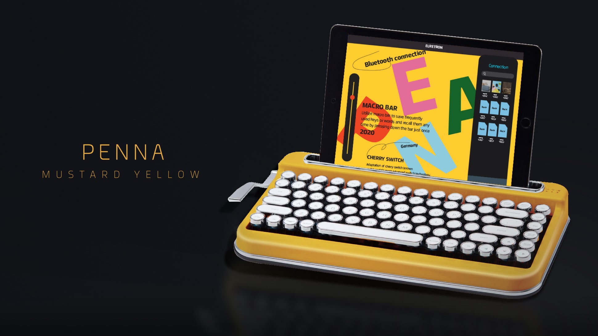 新しいレトロ。タイプライターワイヤレスキーボード「PENNA YELLOW