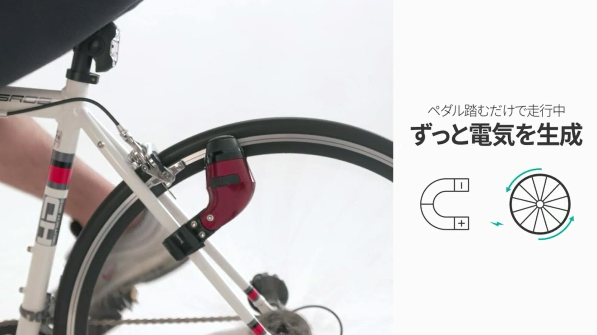 軽いペダリングでしっかり発電 新世代自転車用発電機 日本上陸 Campfire キャンプファイヤー 軽いペダリングでしっかり発電 新世代自転車用発電機 日本上陸 Campfire キャンプファイヤー
