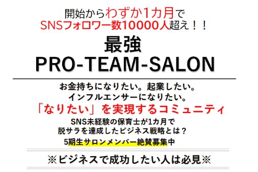 あなたの「なりたい」を実現する』PRO-TEAM-SALON※稼ぎたい人必見