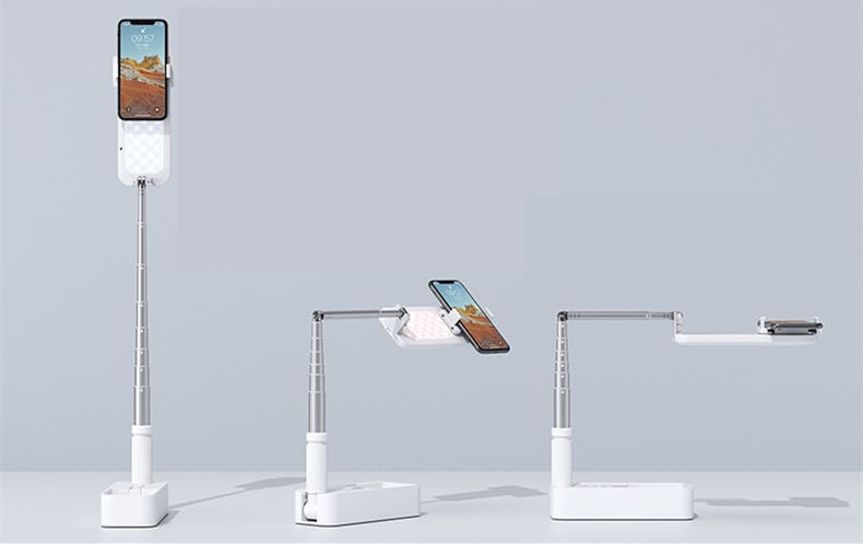 Ledライト搭載の本格派撮影用折り畳み式スマホスタンド Compact X Campfire キャンプファイヤー Ledライト搭載の本格派撮影用折り畳み式スマホスタンド Compact X Campfire キャンプファイヤー