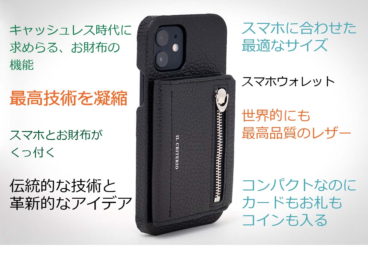 iPhoneにピタッと付く、スマホ財布「マグネット内蔵・極薄・軽量・最高