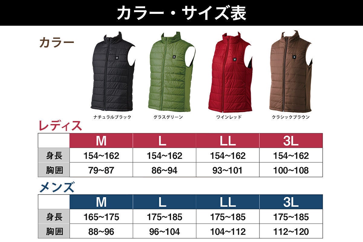 4種類のカラーから好きなカラーが選べる電熱ベスト Campfire キャンプファイヤー 4種類のカラーから好きなカラーが選べる電熱ベスト Campfire キャンプファイヤー