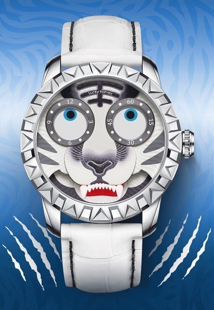 LuckyHarvey】左右の目が針！？ ユニークだけど本格自動巻機械式腕時計